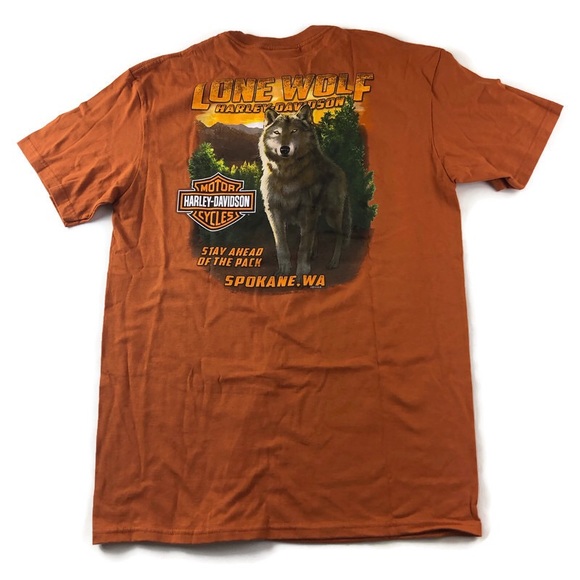 🥂Sold🥂Harley Davidson WA Lone Wolf T Shirt Short - Picture 3 of 8